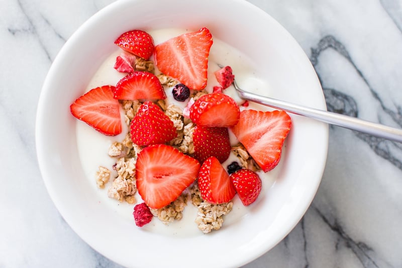 Greek Yogurt Parfait with Granola and Mixed Nuts